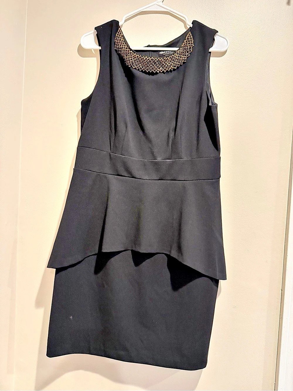 Apt. 9 Black Embellished Neckline Dress Size XL Like New